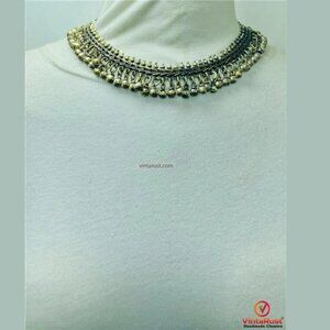 Vintage Statement Rustic Silver Choker Necklace: Handmade Kuchi Boho Jewelry